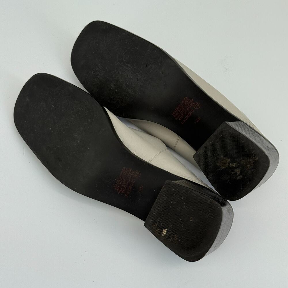 Vtg Nine West Bone White Mules Size 7.5M Block Heel Slip On Minimal 90s Square - Picture 8 of 11
